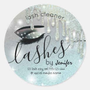 Sparkle glittery wink lash extension lash cleaner classic round sticker