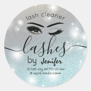 Sparkle glittery wink lash extension lash cleaner classic round sticker