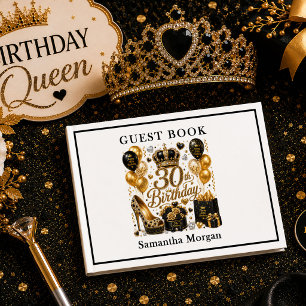Sparkle Gold And Black Luxe 30th Birthday Guest Bo Book