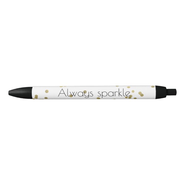 Sparkle Gold Confetti Black Ink Pen (Front)