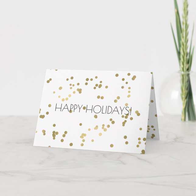 Sparkle Gold Confetti Christmas Holiday Card (Front)