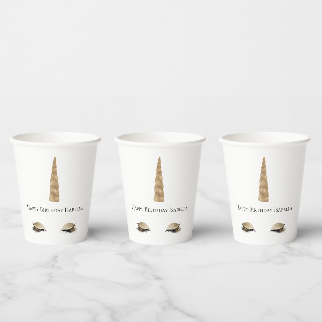 Sparkle Gold Glam Unicorn Paper Cups (Multi)