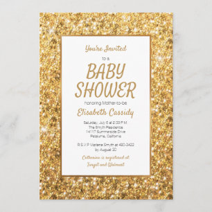 Sparkle Gold Glitter Baby Shower Invitation