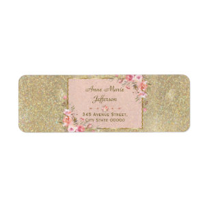 Sparkle Gold Glitter Blush Floral Wedding