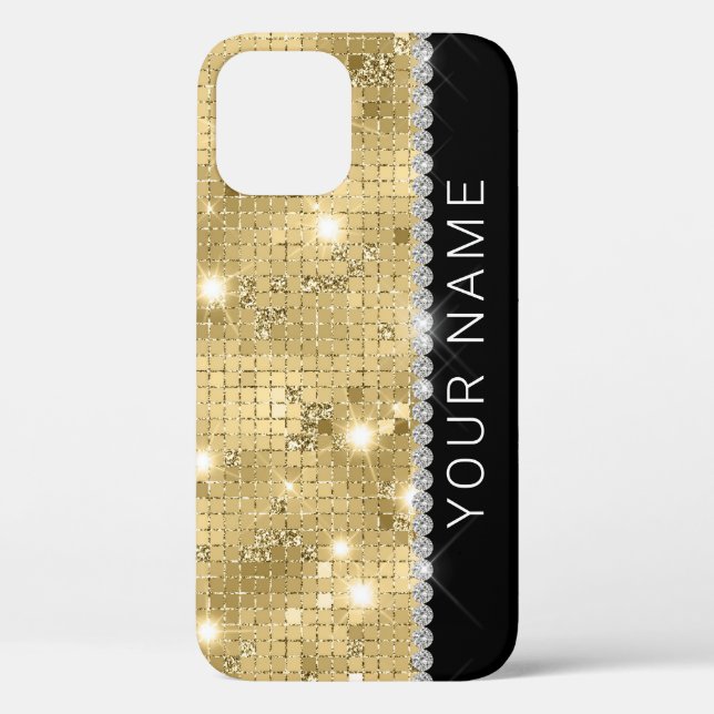 Sparkle Gold Glitter Custom Name Case-Mate iPhone Case (Back)