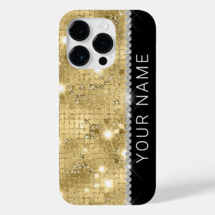 Sparkle Gold Glitter Custom Name Case-Mate iPhone 14 Pro Case