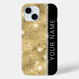 Sparkle Gold Glitter Custom Name iPhone 15 Case