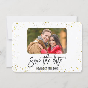 Sparkle Gold Photo Handwriting Save The Date