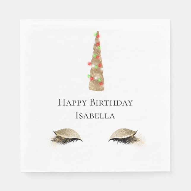 Sparkle Gold Unicorn Napkin (Front)