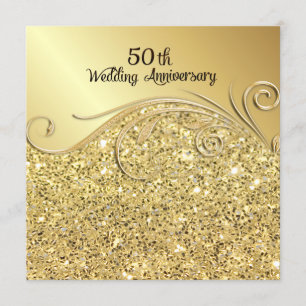 Sparkle Golden 50th Wedding Anniversary Invitation