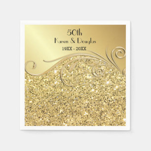 Sparkle Golden 50th Wedding Anniversary Napkin