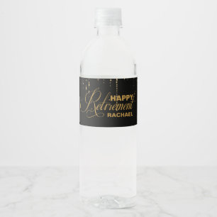 Sparkle, Golden Retirement Party Water Bottle Label