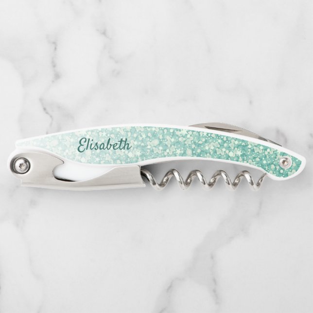 Sparkle Green Glitter  Corkscrew (Front)
