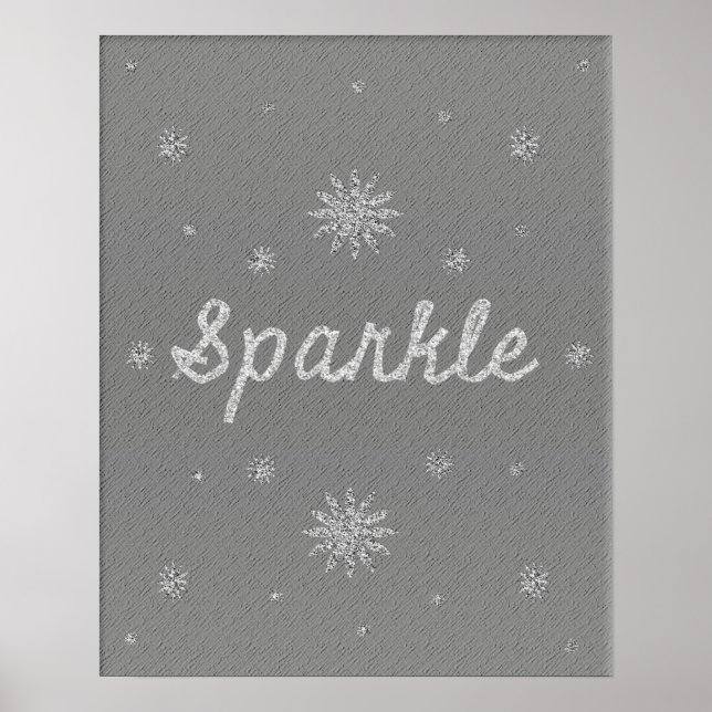 Sparkle Grey with Silver Glitter Poster (Front)