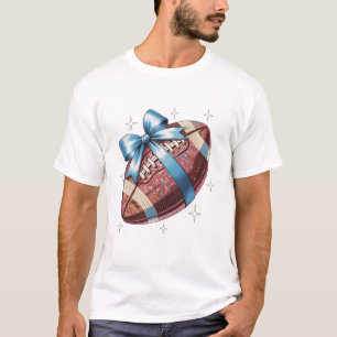 Sparkle Gridiron Football Gift with Blue Bow Graph T-Shirt