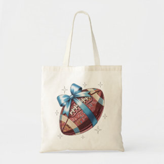 Sparkle Gridiron Football Gift with Blue Bow Graph Tote Bag