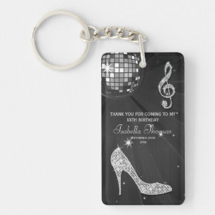 Sparkle Heels Black Disco Ball Birthday Thank You Key Ring