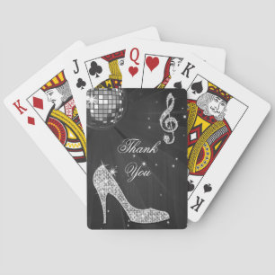 Sparkle Heels Black Disco Ball Birthday Thank You Playing Cards