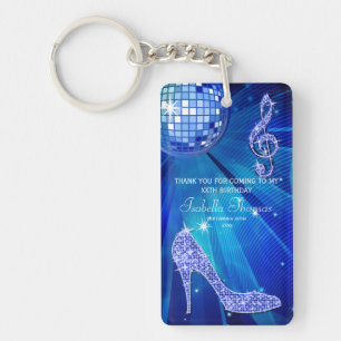 Sparkle Heels Blue Disco Ball Birthday Thank You Key Ring