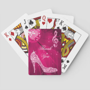 Sparkle Heels Pink Disco Ball Birthday Thank You Playing Cards