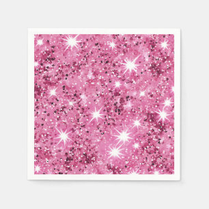 Sparkle Hot Pink Stars Glitter Napkin