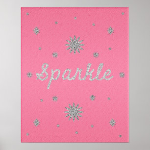 Sparkle Hot Pink with Silver Glitter Poster