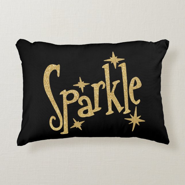 Sparkle in Gold Black Decorative Cushion (Front)