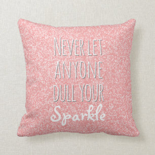 Sparkle Inspirational Quote   Blush Pink Glitter Cushion