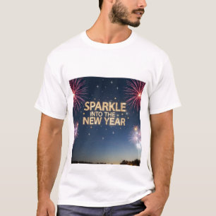 Sparkle Into the New Year" Festive T-Shirt .