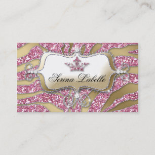 Sparkle Jewellery Business Card Zebra Crown Pink