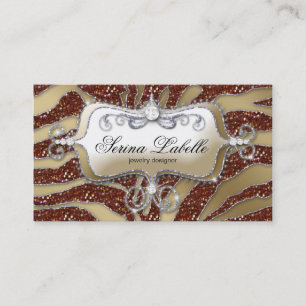 Sparkle Jewellery Business Card Zebra Gold Brown
