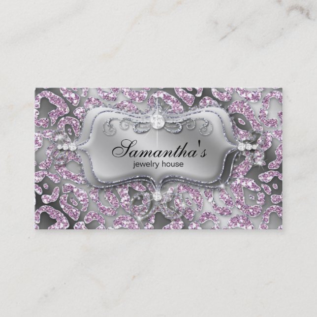 Sparkle Jewellery Business Card Zebra Ice Pink (Front)