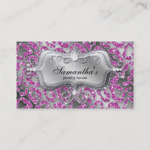 Sparkle Jewellery Business Card Zebra Pink Silver