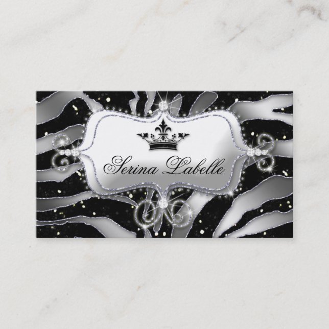 Sparkle Jewellery Zebra Crown Black  Business Card (Front)