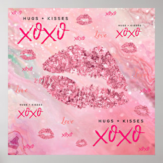Sparkle Kisses Love Valentines Gift For Her Poster