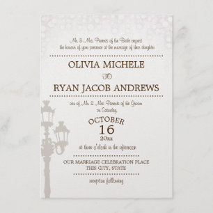 Sparkle Lamp Post Gala Wedding Invitation