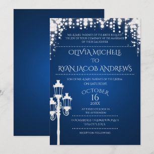 Sparkle Lamp Post Gala Wedding Sapphire Invitation