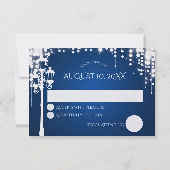 Sparkle Lamp Post Wedding Response Card (Front)