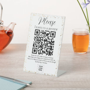 Sparkle Leave us a review QR code Pedestal Sign