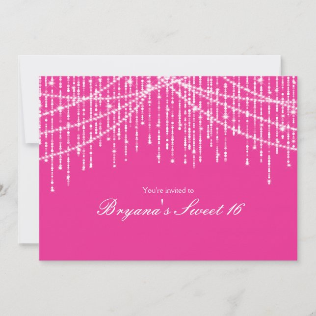 Sparkle Lights Pink Birthday Party Invitations (Front)
