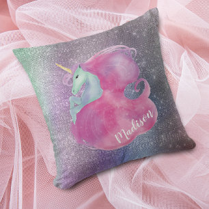 Sparkle Lights Pink Unicorn Cushion