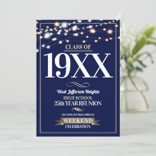 Sparkle Lights School Colours Class Reunion Invitation