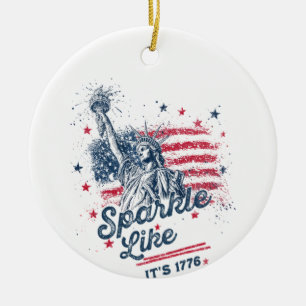 Sparkle Like It's 1776, Patriotic Design, American Ceramic Tree Decoration