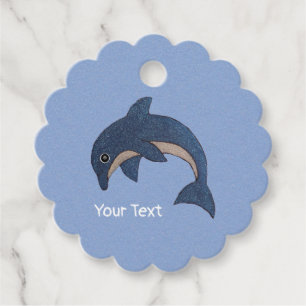 Sparkle Look Dark Blue White Jumping Dolphin Favour Tags