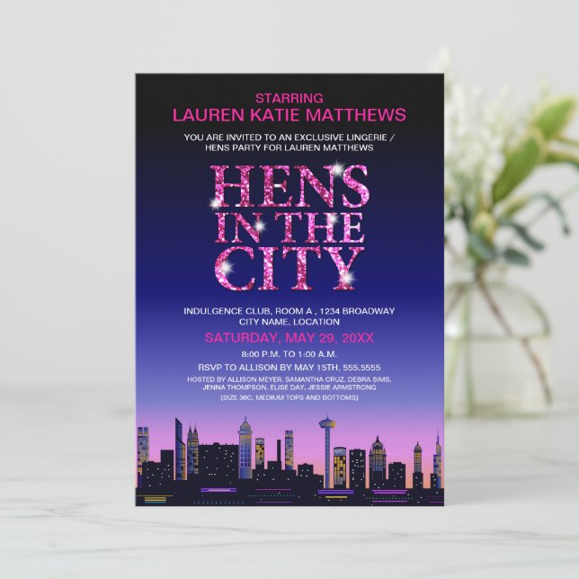 Sparkle Look Hens' / Lingerie Movie Poster Party Invitation (Standing Front)