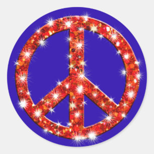 Sparkle Look Peace Sign Classic Round Sticker
