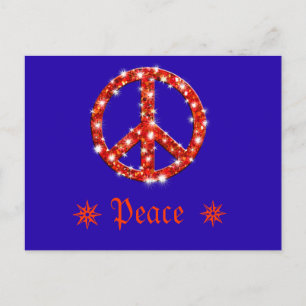 Sparkle Look Peace Sign Holiday Postcard