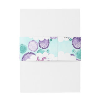 Sparkle Mermaid & Seahorse  With Matching Back  Invitation Belly Band