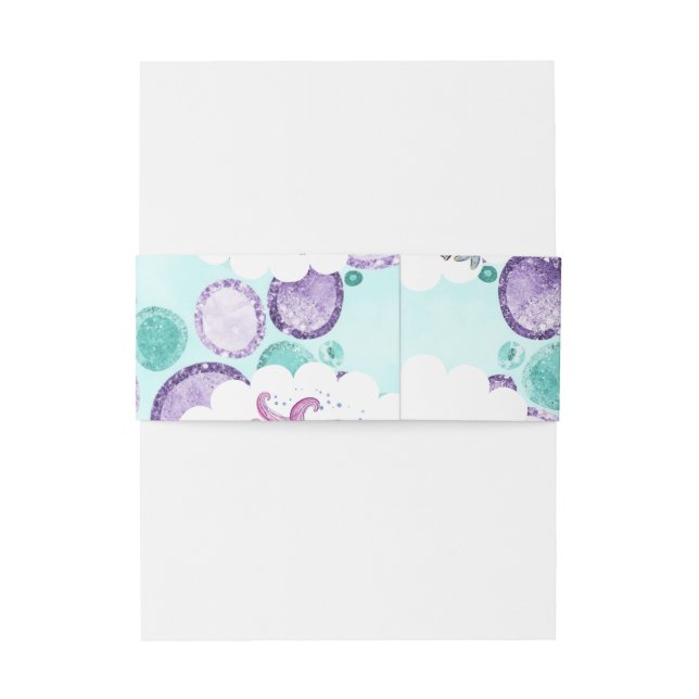 Sparkle Mermaid & Seahorse  With Matching Back  Invitation Belly Band (Back Example)
