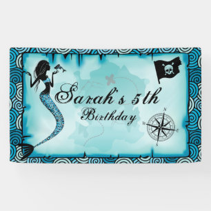 Sparkle Mermaid, Teal, Aqua Party Banner
